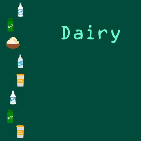 Dairy products on colored designのイラスト素材