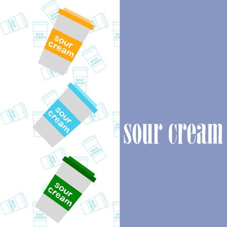 Sour cream on colored designのイラスト素材