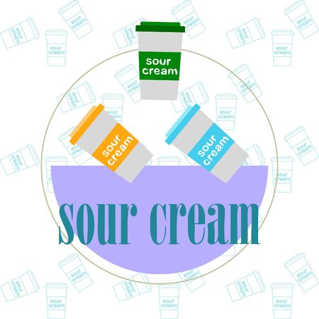 Sour cream on colored designのイラスト素材