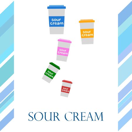 Sour cream on colored designのイラスト素材