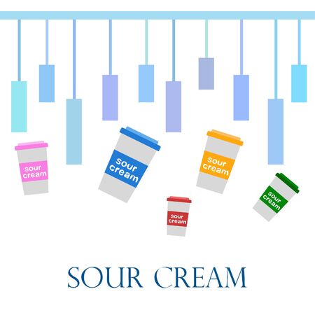 Sour cream on colored designのイラスト素材