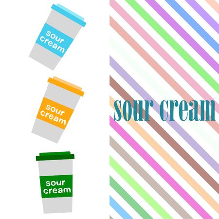 Sour cream on colored designのイラスト素材