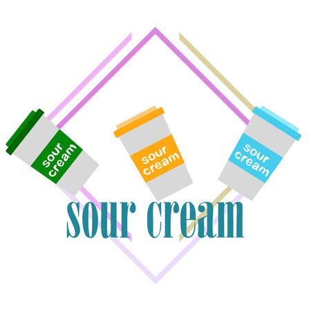 Sour cream on color designのイラスト素材