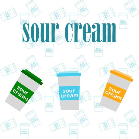 Sour cream on color designのイラスト素材