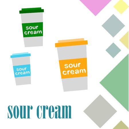 Sour cream on color designのイラスト素材