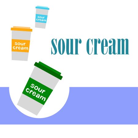 Sour cream on color designのイラスト素材