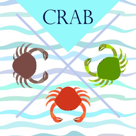 Crabs on color designのイラスト素材