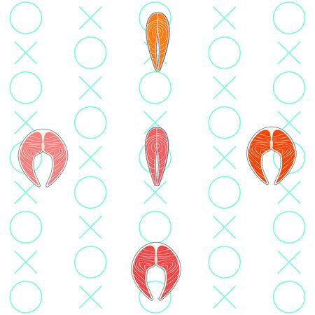 Fresh seafood on colored designのイラスト素材