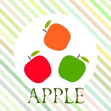 Apple and leaf on colored designのイラスト素材