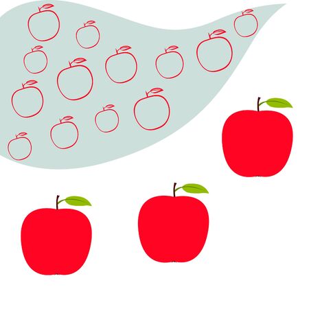 Apple and leaf on colored designのイラスト素材