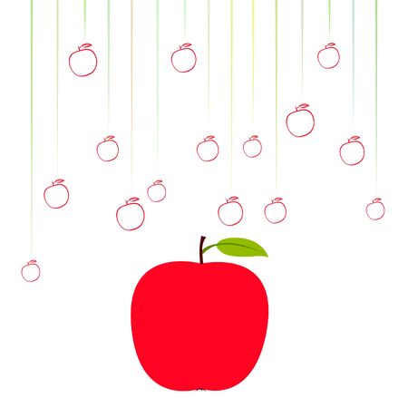 Apple and leaf on colored designのイラスト素材