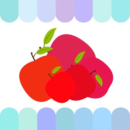 Apple and leaf on colored designのイラスト素材