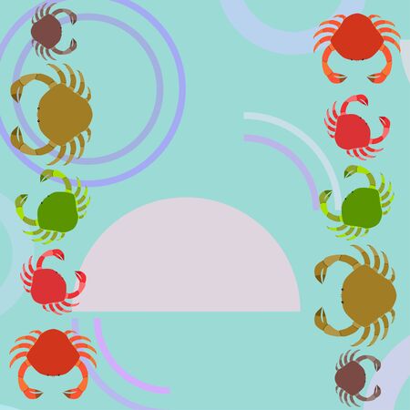 Crabs on color designのイラスト素材