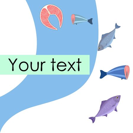 Fish, seafood. Vector seafood. Food and restaurant design.のイラスト素材