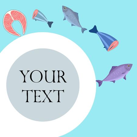 Fish Fresh seafood on whiteのイラスト素材