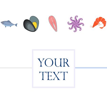 Fresh seafood on whiteのイラスト素材