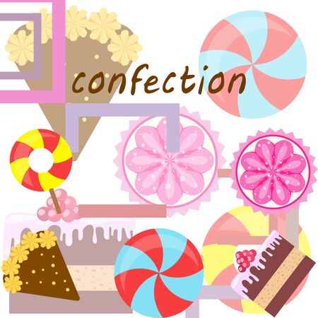 Home bakery vector illustration of birthday cake, capcake and sweets . Design idea for poster, cards and advertisment.のイラスト素材