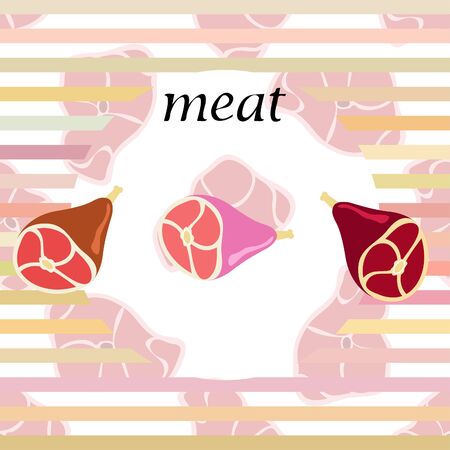 Whole foot, fresh meat. Image for farm shop concept. Vector background.のイラスト素材