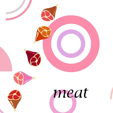 Whole foot, fresh meat. Image for farm shop concept. Vector background.のイラスト素材