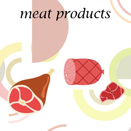 Whole foot, fresh meat. Image for farm shop concept. Vector background.のイラスト素材