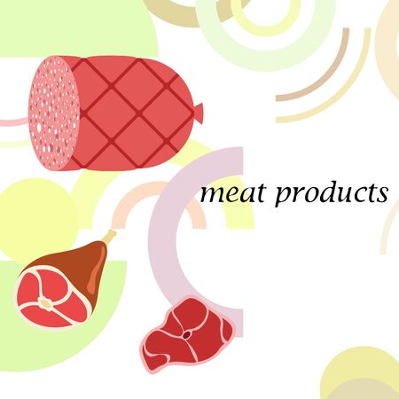 Whole foot, fresh meat. Image for farm shop concept. Vector background.のイラスト素材