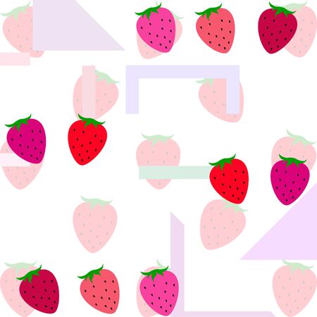 Garden strawberry fruit or strawberries flat color vector icon for food apps and websitesのイラスト素材