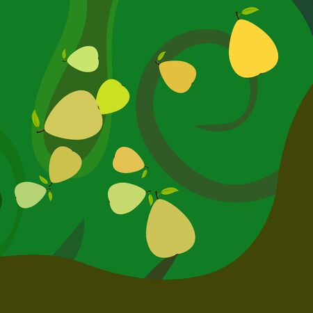 Vector illustration of a pear. Fresh cartoon organic fruit.のイラスト素材