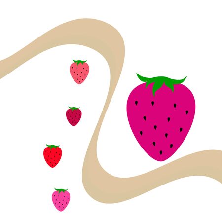 Garden strawberry fruit or strawberries flat color vector icon for food apps and websitesのイラスト素材