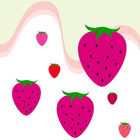 Garden strawberry fruit or strawberries flat color vector icon for food apps and websitesのイラスト素材