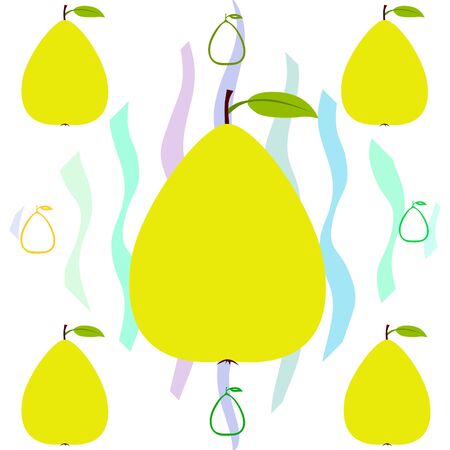 Vector illustration of a pear. Fresh cartoon organic fruit.のイラスト素材