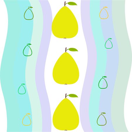 Vector illustration of a pear. Fresh cartoon organic fruit.のイラスト素材