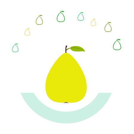 Vector illustration of a pear. Fresh cartoon organic fruit.のイラスト素材