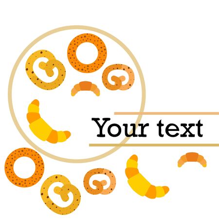 Bakery bread and pastries, bagel and croissant. Vector illustrationのイラスト素材