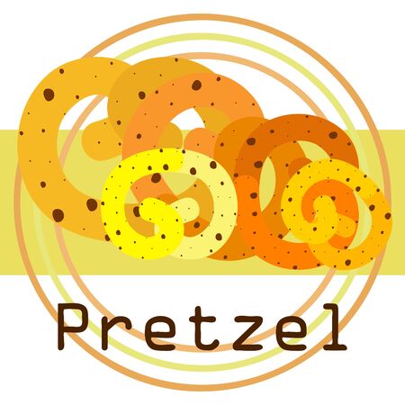 Pretzel Traditional baking. Illustration for the holiday Oktoberfest. Germany. Munich. Snack to beer. Cafe. Snack Bar. Bread. Bakery.のイラスト素材