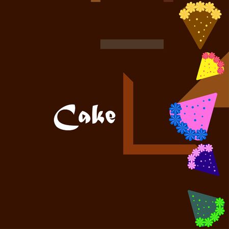 Birthday cake and chocolate cake, cut slice. Vector illustration