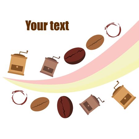 Coffee bean, coffee grinder. Design elements for a cafe. Vector background.のイラスト素材