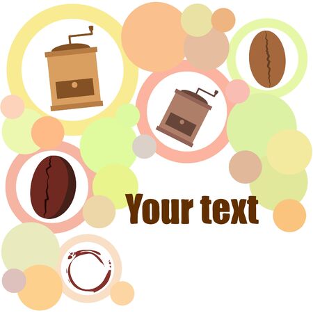 Coffee bean, coffee grinder. Design elements for a cafe. Vector background.のイラスト素材