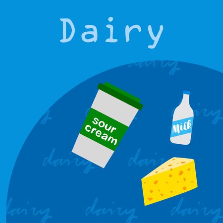 Vector illustration of a set of labels for milk and dairyのイラスト素材