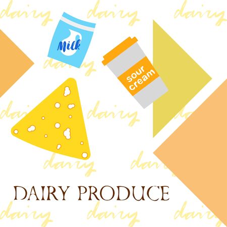Vector illustration of a set of labels for milk and dairyのイラスト素材