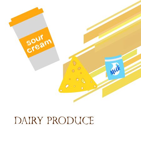 Vector illustration of a set of labels for milk and dairyのイラスト素材
