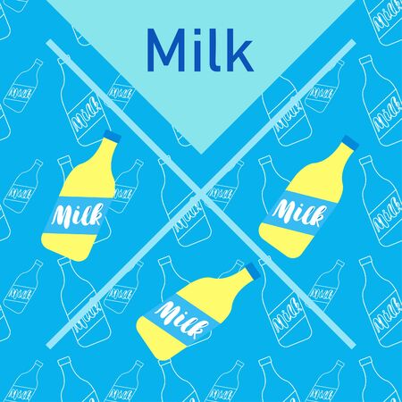 Vector illustration of a set of labels for milk and dairyのイラスト素材