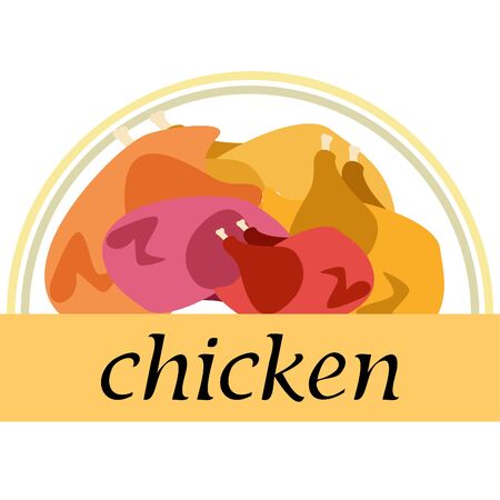 Chicken meat, cartoon, vector illustration, food background.のイラスト素材