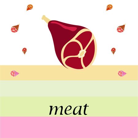 Whole foot, fresh meat. Image for farm shop concept. Vector background.のイラスト素材