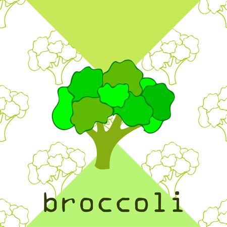 Broccoli, fresh vegetable. Organic food poster. Farmer market design. Vector background.のイラスト素材