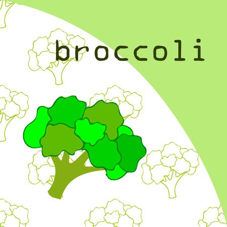 Broccoli, fresh vegetable. Organic food poster. Farmer market design. Vector background.のイラスト素材