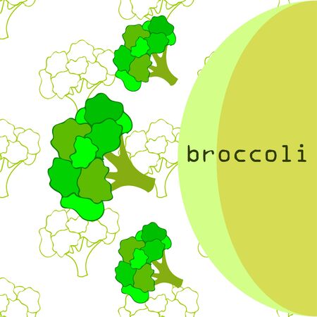 Broccoli, fresh vegetable. Organic food poster. Farmer market design. Vector background.のイラスト素材