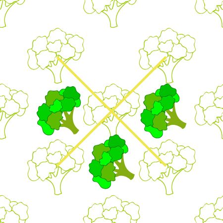 Broccoli, fresh vegetable. Organic food poster. Farmer market design. Vector background.のイラスト素材