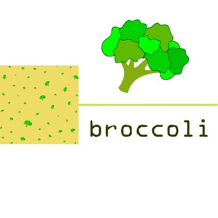 Broccoli, fresh vegetable. Organic food poster. Farmer market design. Vector background.のイラスト素材