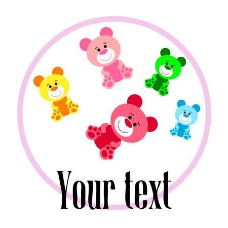 Color vector bear, baby picture, cartoon character, vector background.のイラスト素材