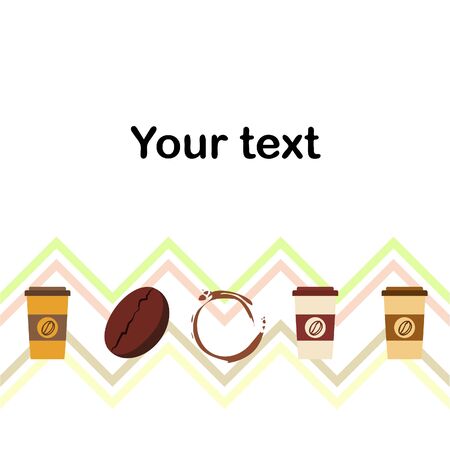 Coffee cup, coffee grains, spilled coffee. Breakfast concept. Drinks menu for restaurant, vector background.のイラスト素材